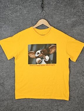 Gremlins Don't Feed After Midnight Yellow Graphic Tee T Shirt - Men's Size Large